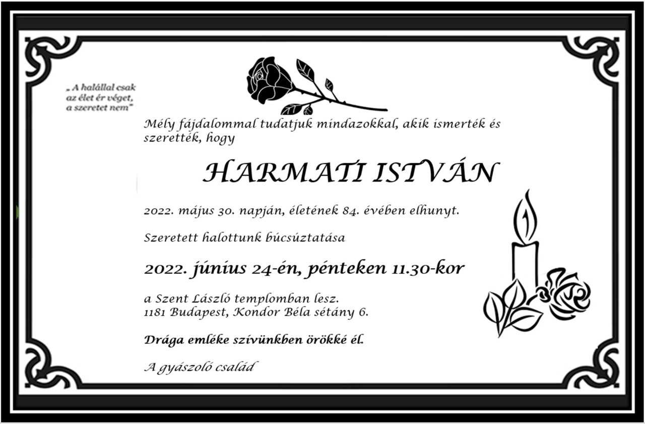 Búcsúzunk Harmati Istvántól