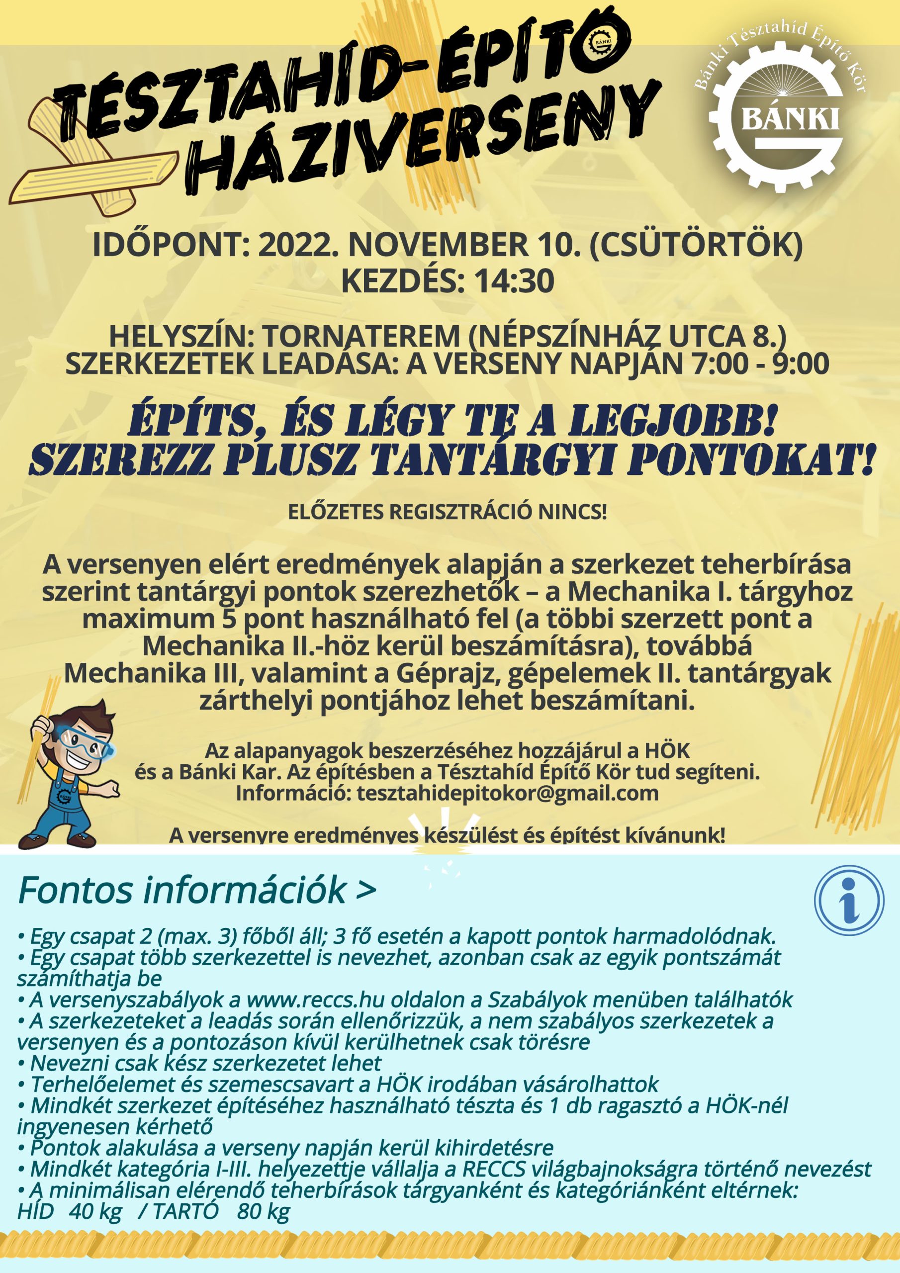 Hamarosan tésztahíd-építő háziverseny a Bánkin!