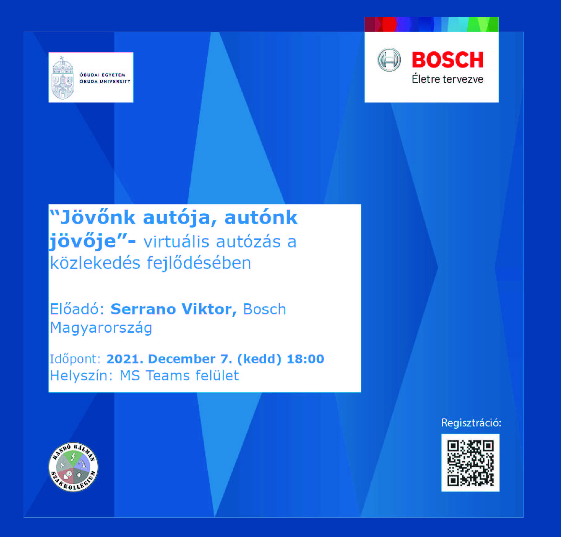 Folytatódik a Bosch + Óbudai Egyetem rendezvénysorozata